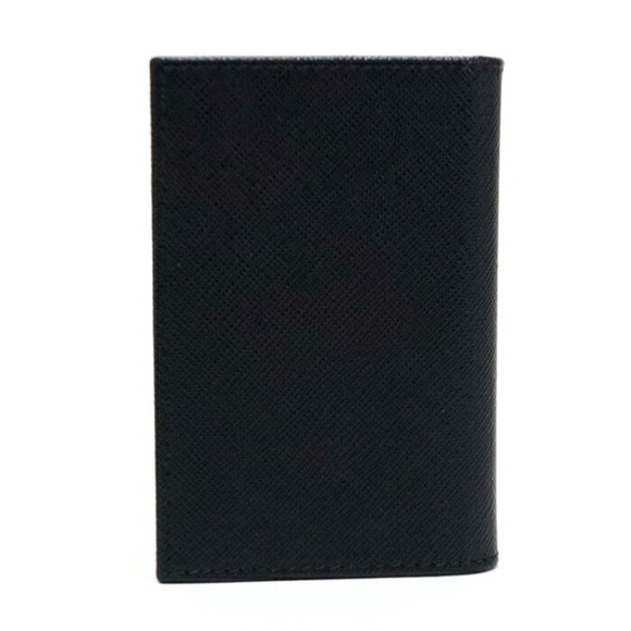 Prada Saffiano Leather Card Wallet Pass Business Holder Nero Black Gray - Picture 3 of 9